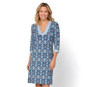 J McLaughlin Vibrant Blue Patterned Dress Size Medium